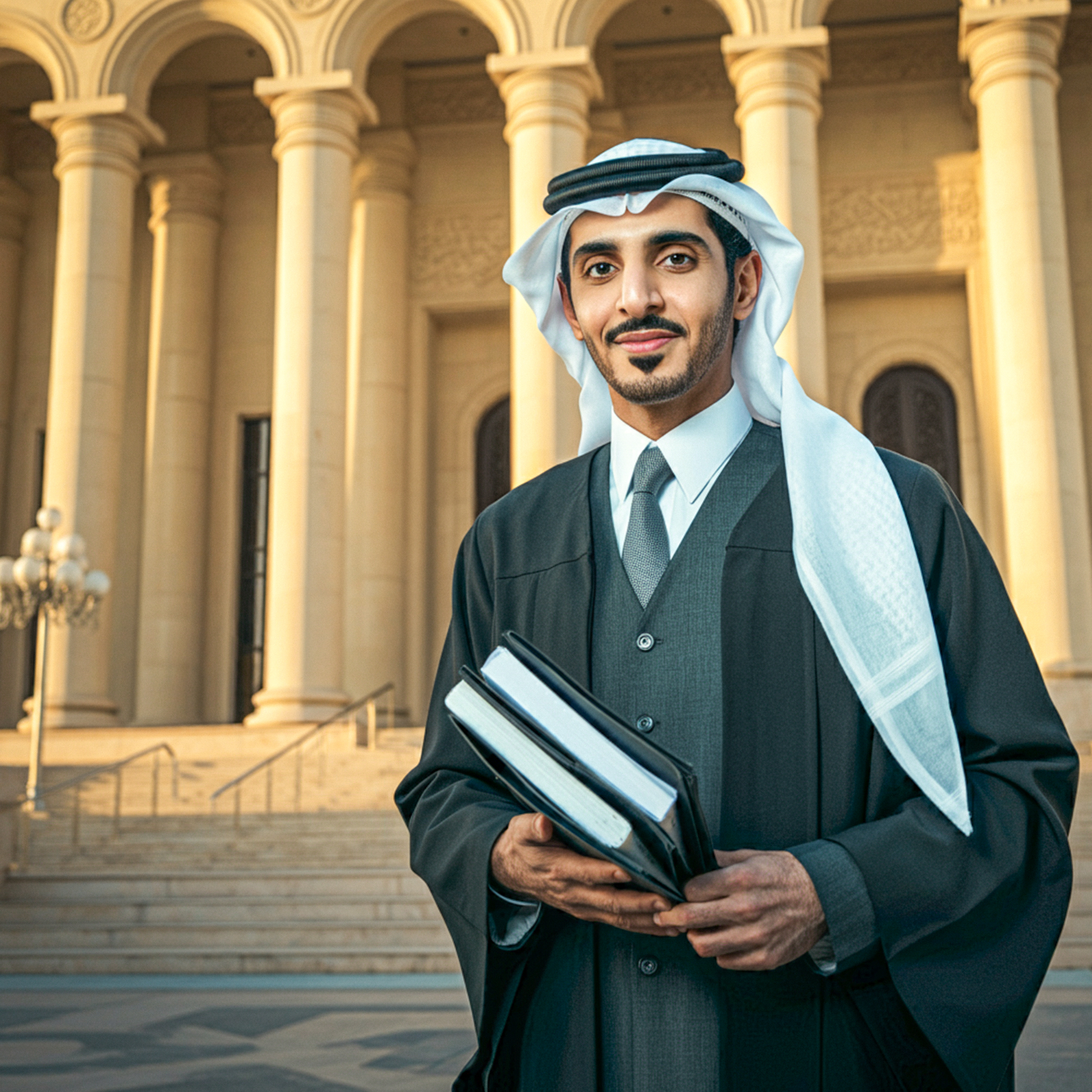 saudi man robe with book his hand